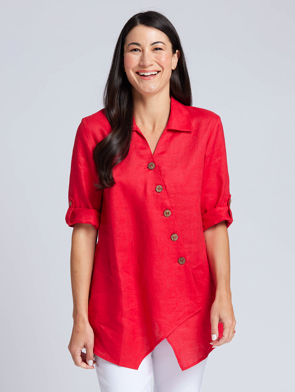 red linen shirt womens